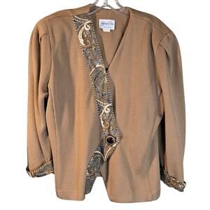 Vintage Jeffrey & Dara Linda Hutley 15/16 Brown/Paisley Cardigan/Blazer [129]